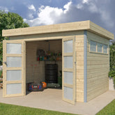 Abri Kasuko S 8,7m² en bois massif 28mm avec profils de coins en aluminium + porte et fenêtre – Gardenas Ma boutique